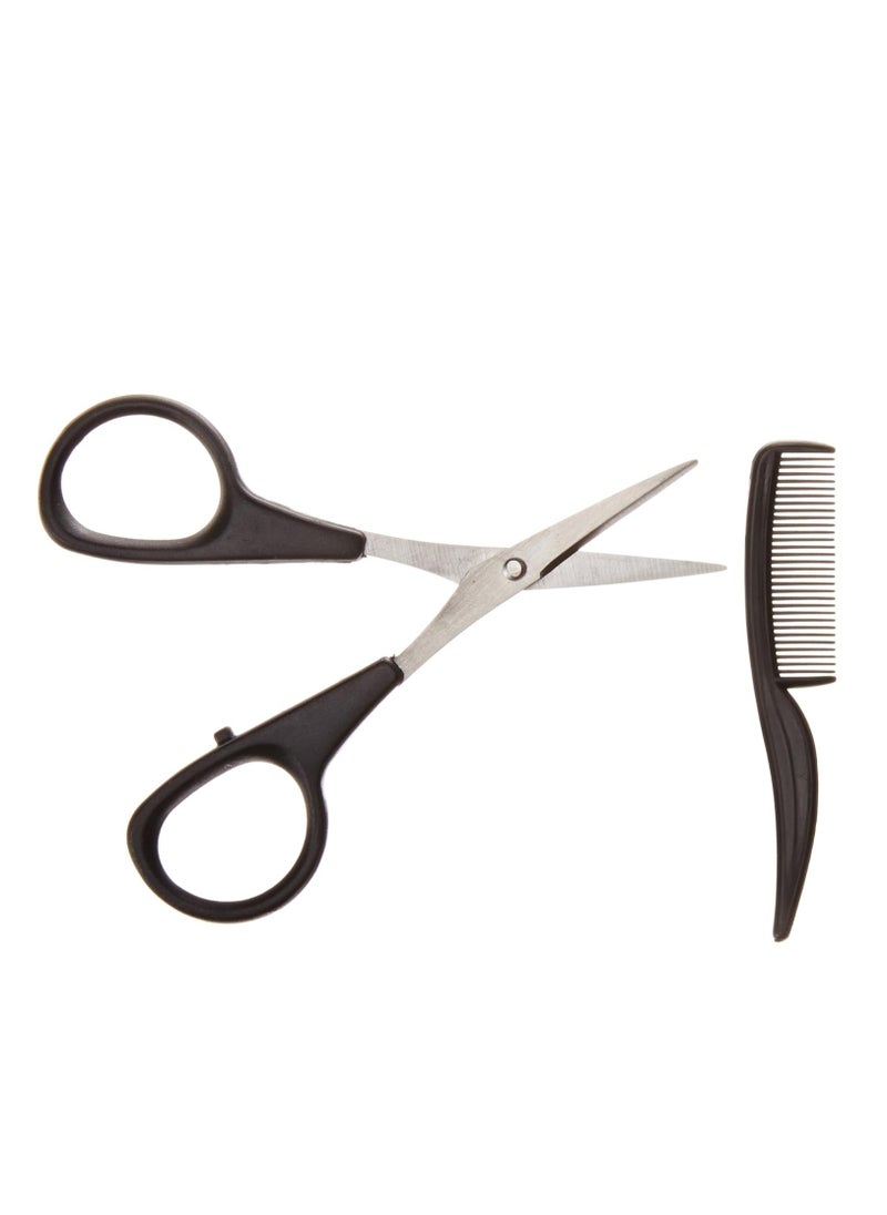 Allary Men's Beard and Mustache Scissors, Mini Comb Trimming Kit