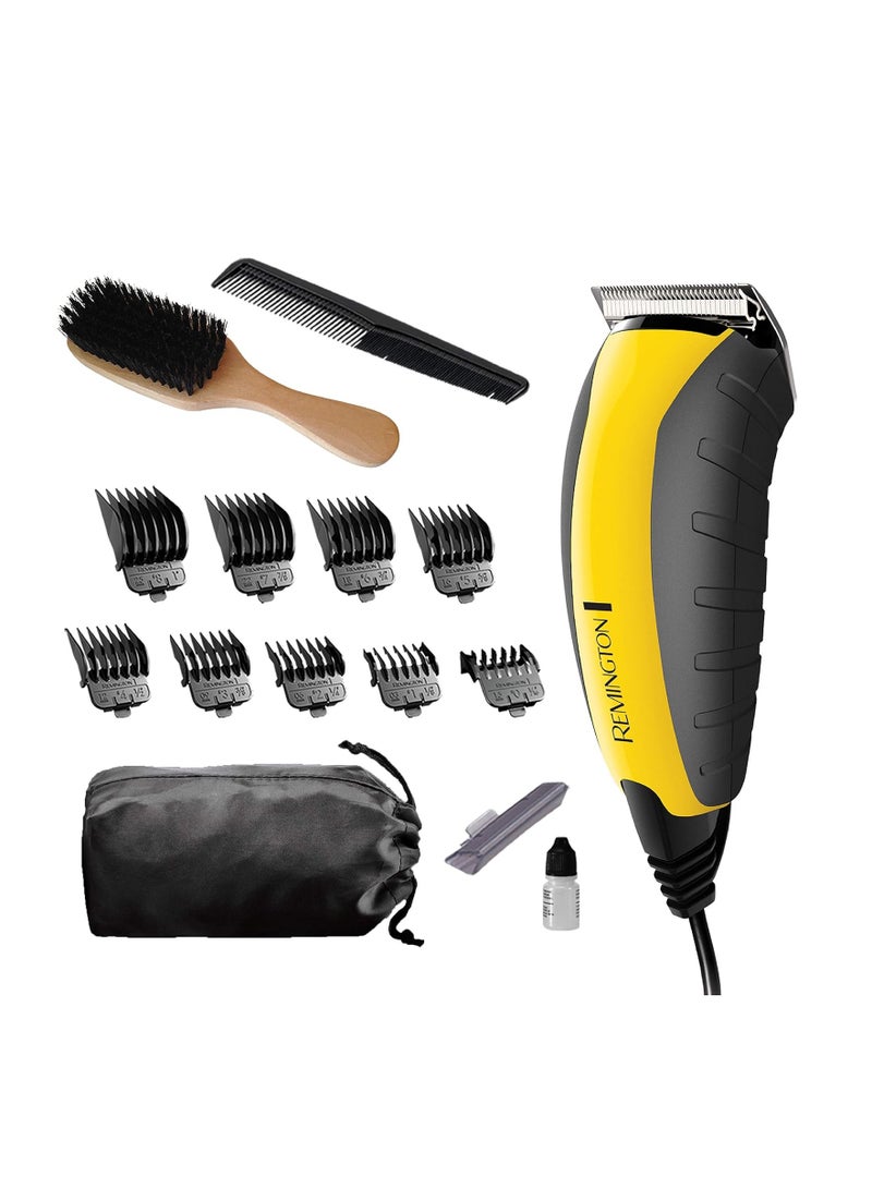 HC5855 Virtually Indestructible Haircut Kit & Beard Trimmer, Hair Clippers for Men (15 pieces) , Yellow