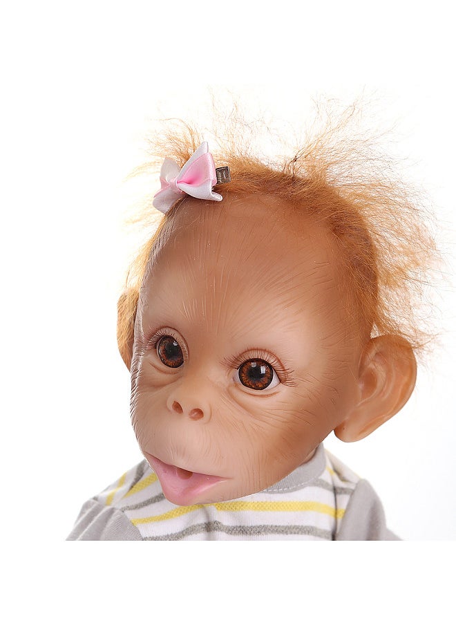 Decdeal Realistic Baby Monkey Doll 16 inch 40 cm Lifelike Reborn Baby Monkey Handmade Detailed Painting Art Dolls with Yellow Stripe T-shirt