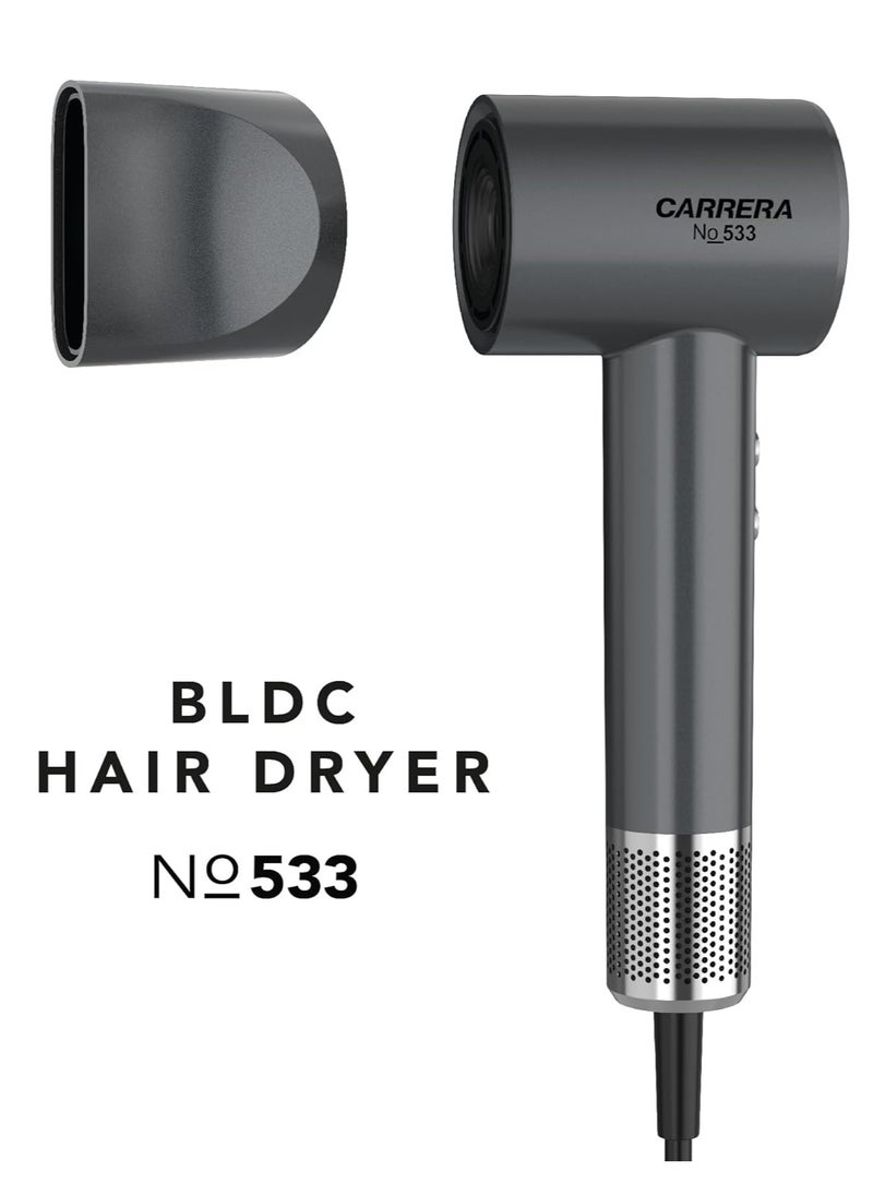 Carrera BLDC Hair Dryer – 1700W, 110,000 RPM Brushless Motor, Ionic Tech, Slim Nozzle