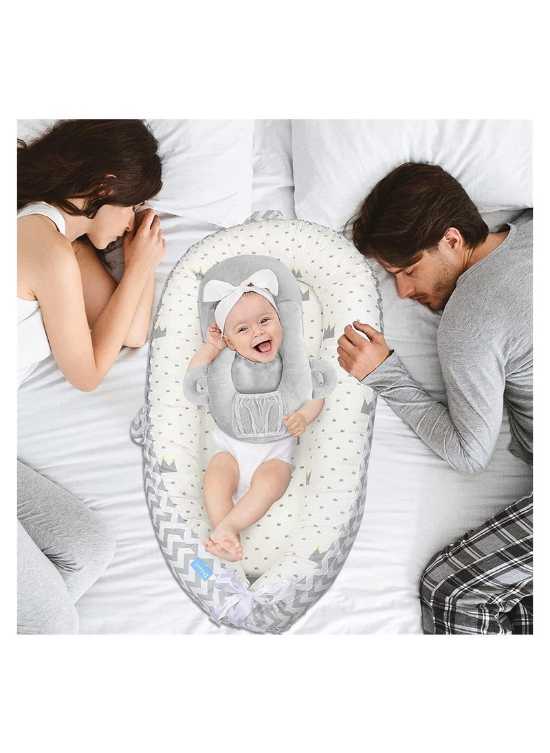 Portable Baby Nursing Pillow and Bottle Holder Adjustable Support Cushion for Newborns Anti-Spit Milk Pad Grey