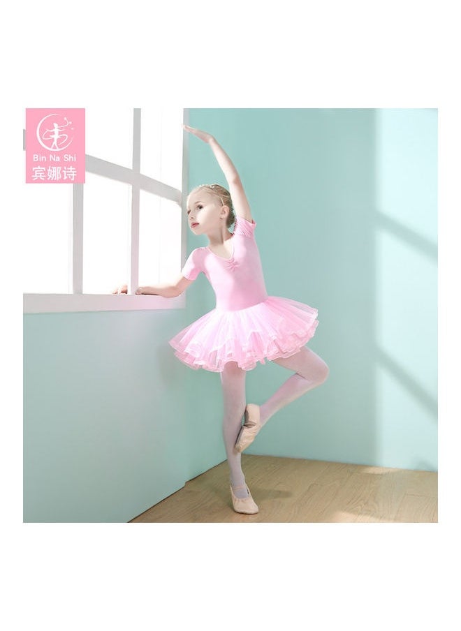 Girl Ballerina Dance Short Sleeve Tutu Dress