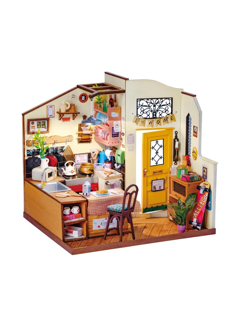 Tiny House Kits, DIY Tiny Dollhouse Kits for Adults, Model Kits for Adults Built with LED, Birthday Gifts for Teens (Cozy Kitchen)