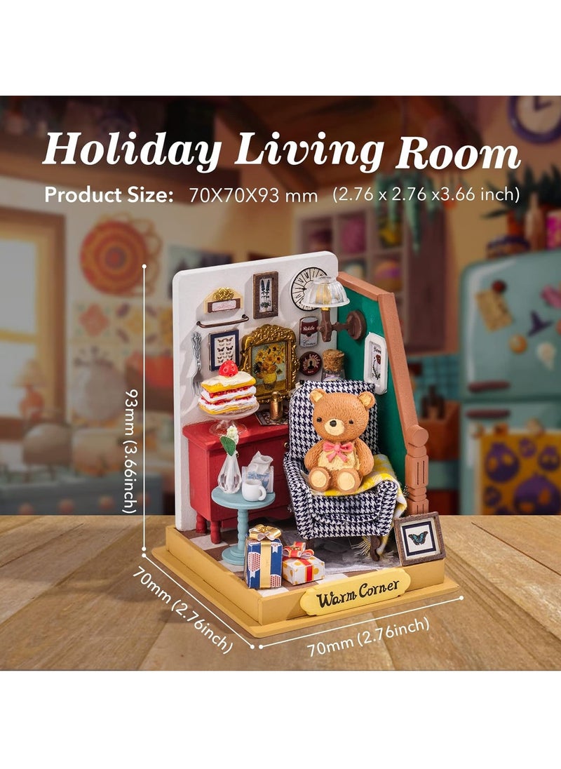 DIY Miniature Kit Mini Building Dollhouse, Lifestyle Mini Bookshelf Decoration, Craftsman's DIY Hobby (Festive Living Room)