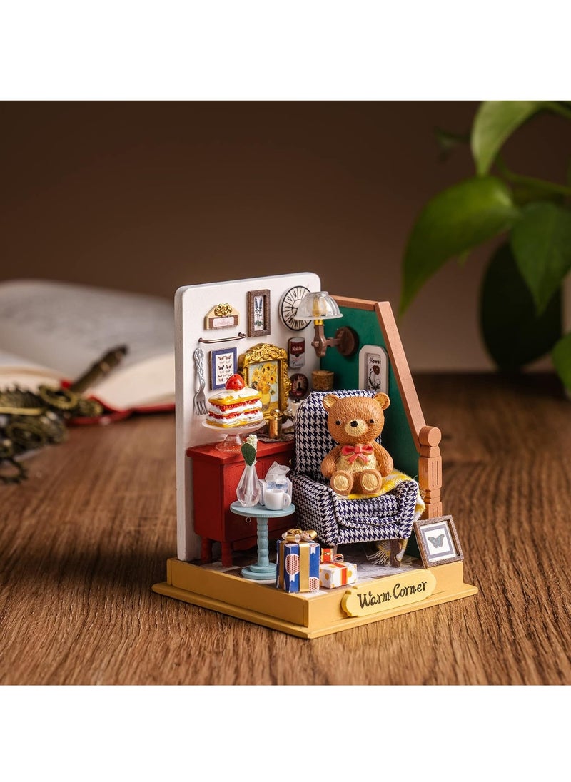 DIY Miniature Kit Mini Building Dollhouse, Lifestyle Mini Bookshelf Decoration, Craftsman's DIY Hobby (Festive Living Room)