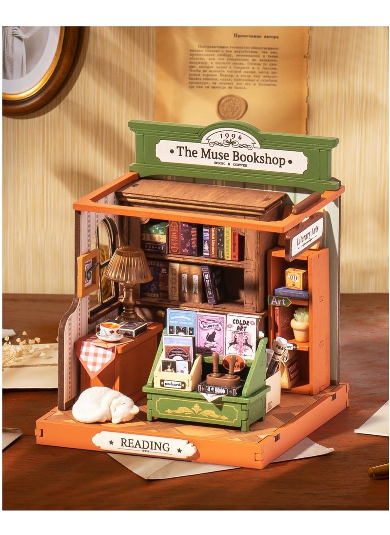 DIY Mini Building House Micro Kit - Muse Bookstore, Miniverse Lifestyle Mini Bookshelf Decor, DIY Hobby/Craftsman Gift (Inspiration Bookstore)