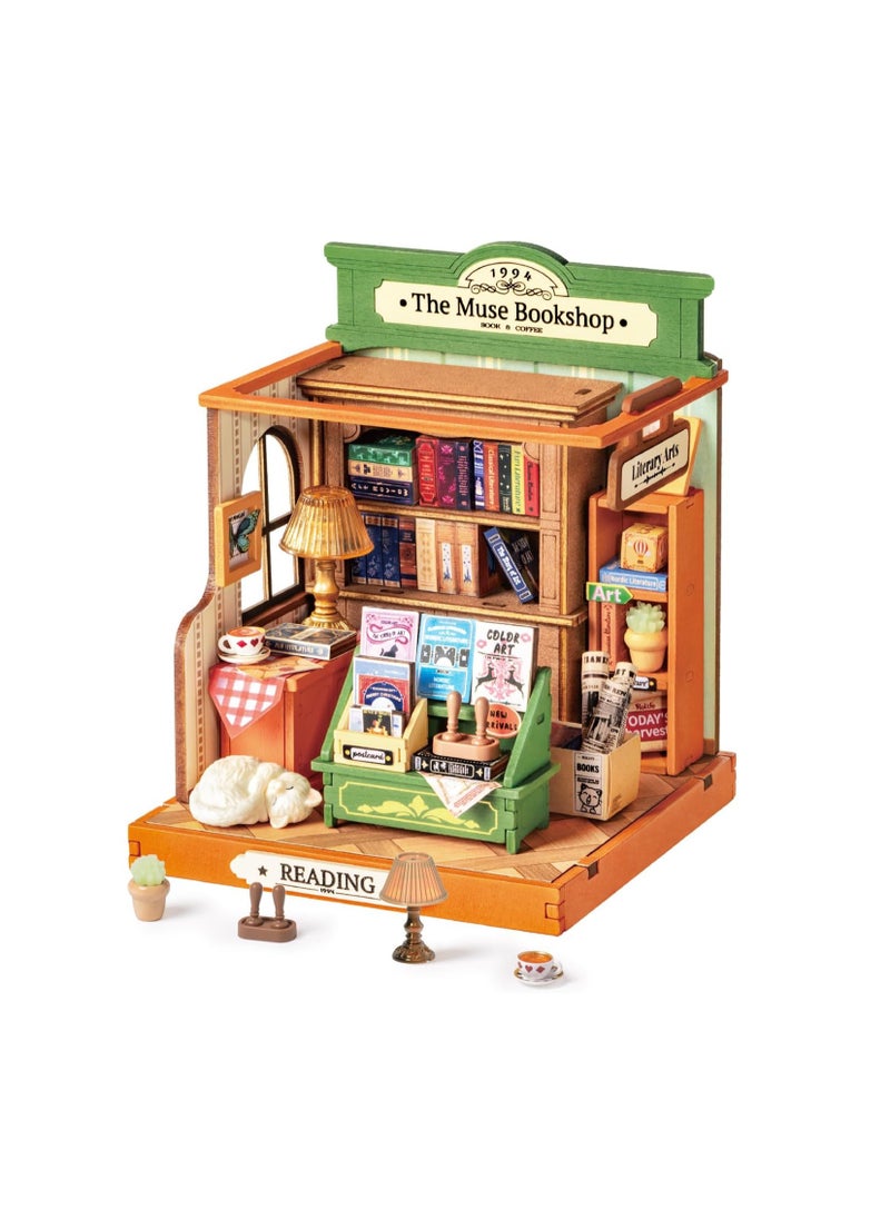 DIY Mini Building House Micro Kit - Muse Bookstore, Miniverse Lifestyle Mini Bookshelf Decor, DIY Hobby/Craftsman Gift (Inspiration Bookstore)