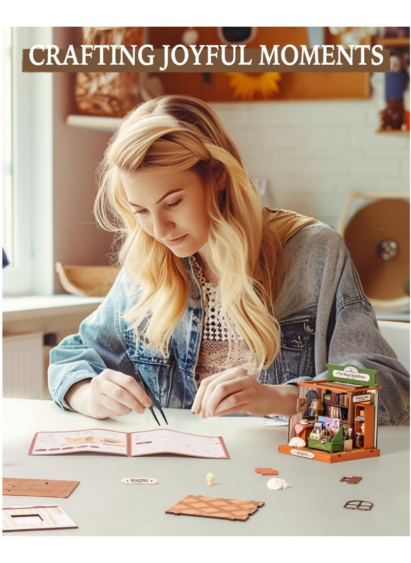 DIY Mini Building House Micro Kit - Muse Bookstore, Miniverse Lifestyle Mini Bookshelf Decor, DIY Hobby/Craftsman Gift (Inspiration Bookstore)