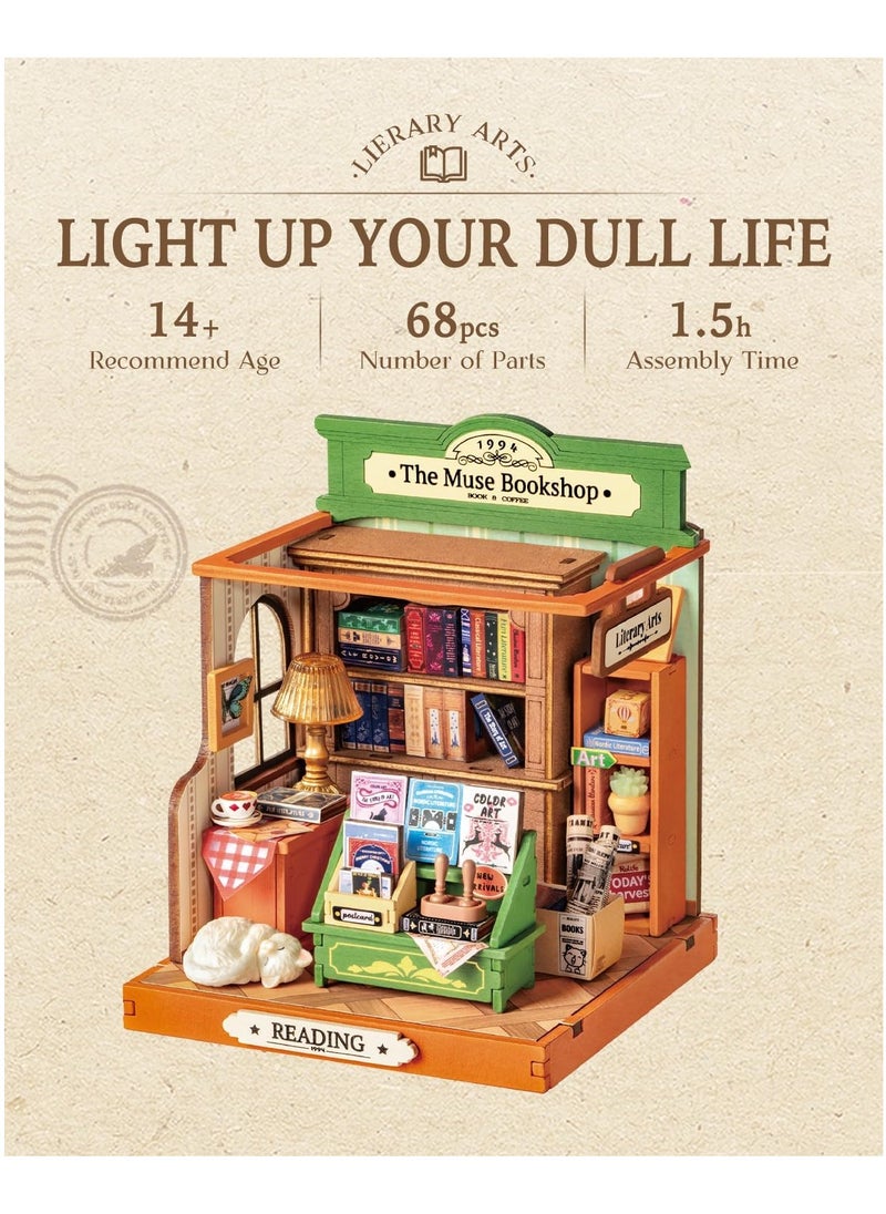 DIY Mini Building House Micro Kit - Muse Bookstore, Miniverse Lifestyle Mini Bookshelf Decor, DIY Hobby/Craftsman Gift (Inspiration Bookstore)