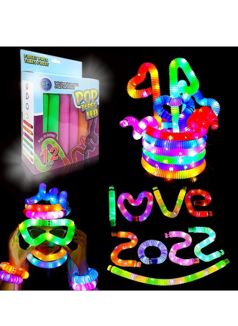 Glow Sticks Bulk Party Favors 12 Pack for Kids Light Up Tubes in the Dark Supplies Toys Bags Stuffers Birthday Return Gifts