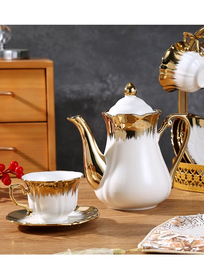 European style espresso cup with saucer and metal stand coffee cup set with teapot teacup set with teapot cappuccino cup espresso cup (gold trim)