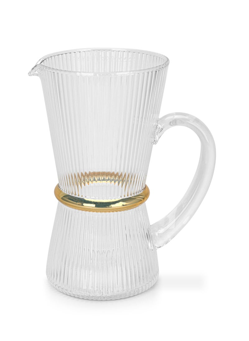 Glass Jug 1700ml with Gold Ring Thalia Series