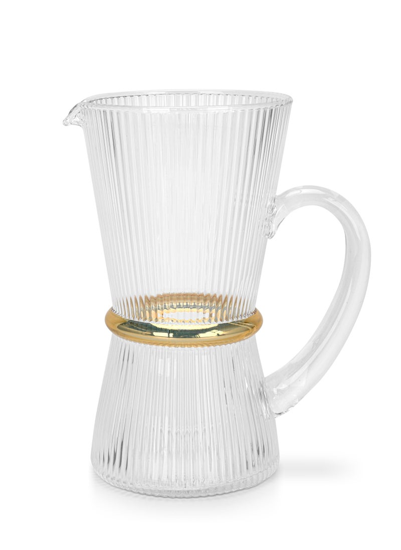 Glass Jug 1700ml with Gold Ring Thalia Series