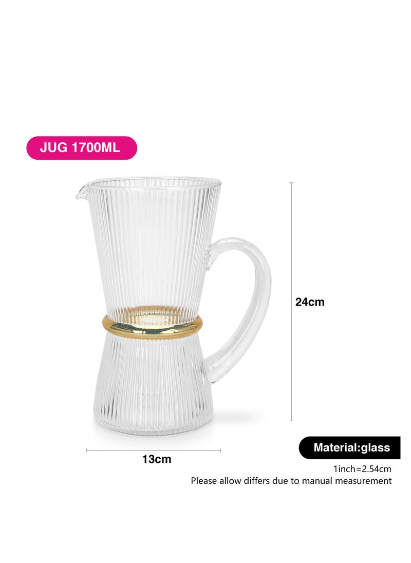 Glass Jug 1700ml with Gold Ring Thalia Series