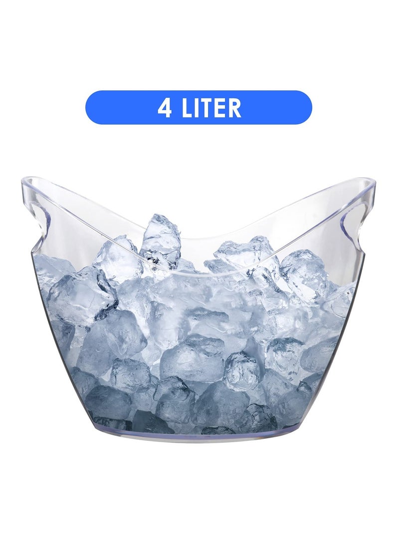 Ice Bucket Wine Bucket，Clear Acrylic 4 Liter Plastic Tub for Drinks and Parties, Food Grade, Perfect for Wine, Champagne or Beer Bottles