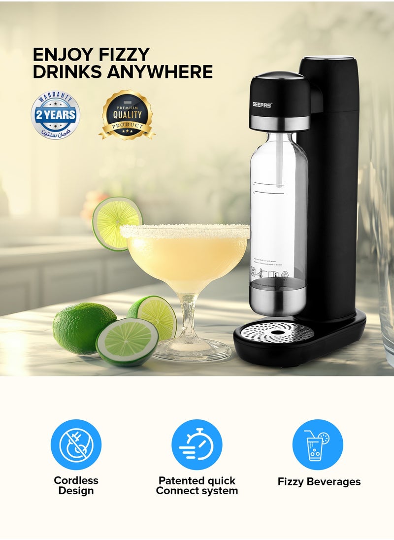 Soda Maker With 900 ml Capacity,  Auto Release Pressure, Environmentally Friendly, No Electricity Required | Sparkling Water, Strong Bubbles, Fizzy Beverages | Perfect for Making Flavored Drinks, Healthier Sodas