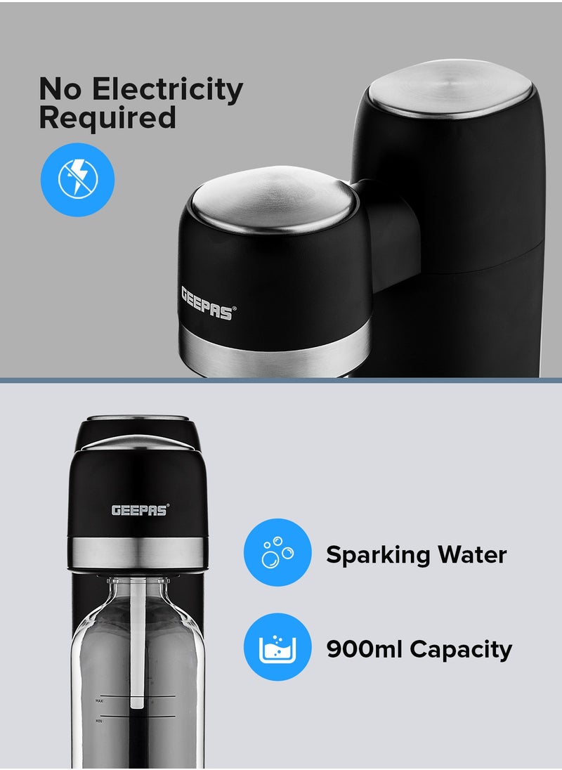 Soda Maker With 900 ml Capacity,  Auto Release Pressure, Environmentally Friendly, No Electricity Required | Sparkling Water, Strong Bubbles, Fizzy Beverages | Perfect for Making Flavored Drinks, Healthier Sodas