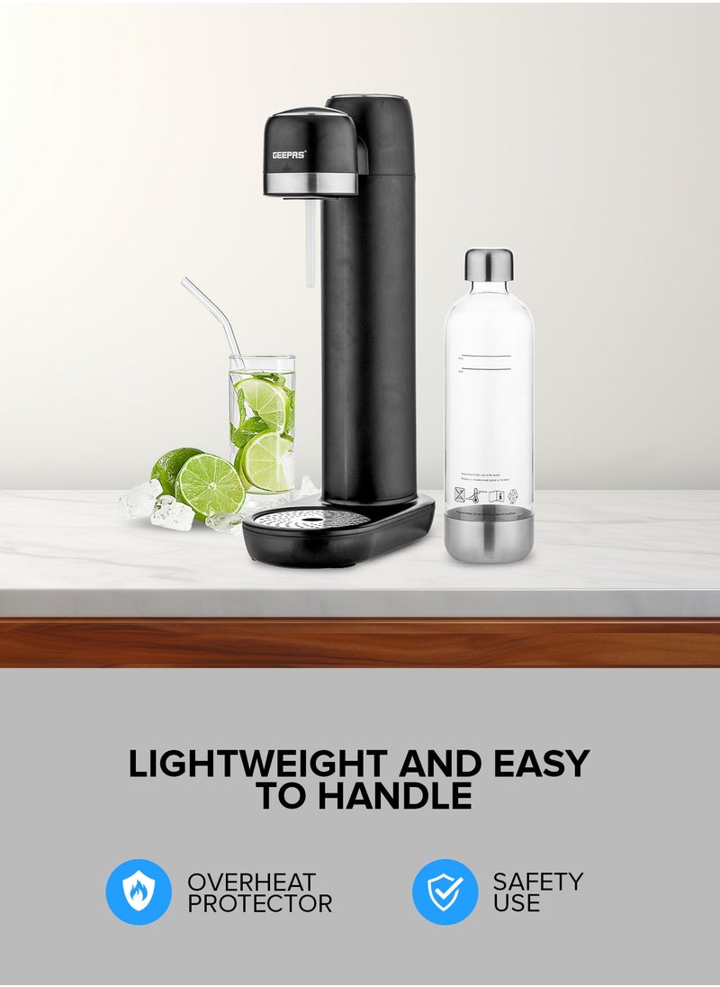 Soda Maker With 900 ml Capacity,  Auto Release Pressure, Environmentally Friendly, No Electricity Required | Sparkling Water, Strong Bubbles, Fizzy Beverages | Perfect for Making Flavored Drinks, Healthier Sodas