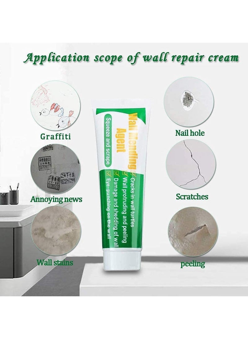 Wall Mending Agent Wall Repair Paste Kit: Drywall Repair Putty, Safe Wall Repairing Ointment，Wall Crack Repair Cream with Scraper, for Wall Wood Plaster Surface Repair, Easy to Fill (100g x2 Sets)