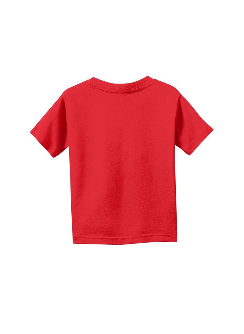 Christmas Emoji Kids Red T-Shirt For Girls–Soft Cotton Round Neck Short Sleeve T-Shirt With Smiley Face Emoji–Great For Parties