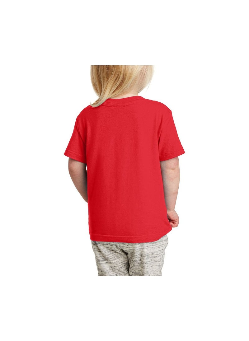 Christmas Emoji Kids Red T-Shirt For Girls–Soft Cotton Round Neck Short Sleeve T-Shirt With Smiley Face Emoji–Great For Parties