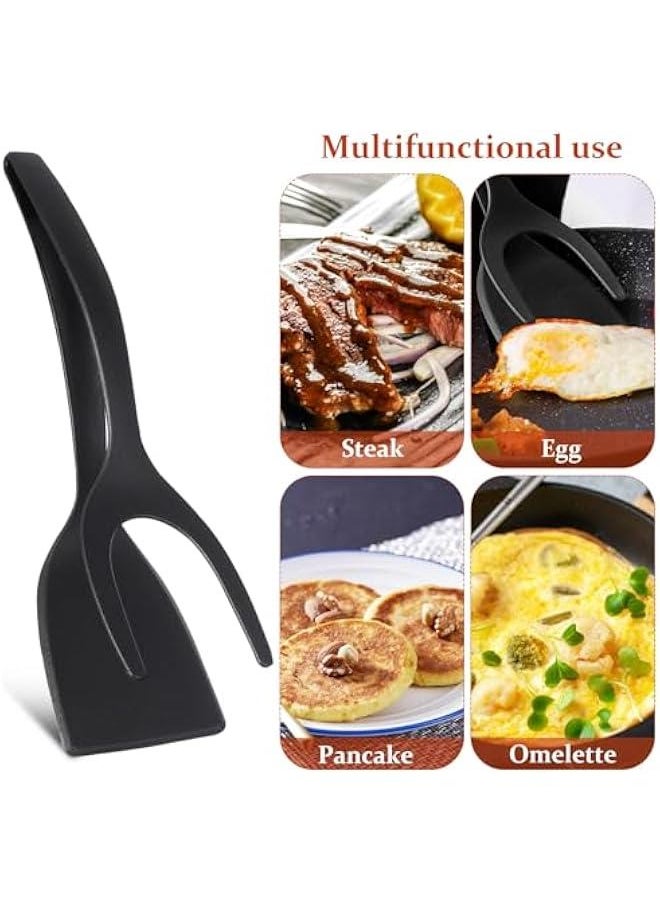 2-in-1 Tongs Spatula, Egg Spatula, Grip and Flip Spatula Tongs Multifunctional Kitchen Cooking Tool Pancakes Fish Omelets Nonstick Cookware Safe