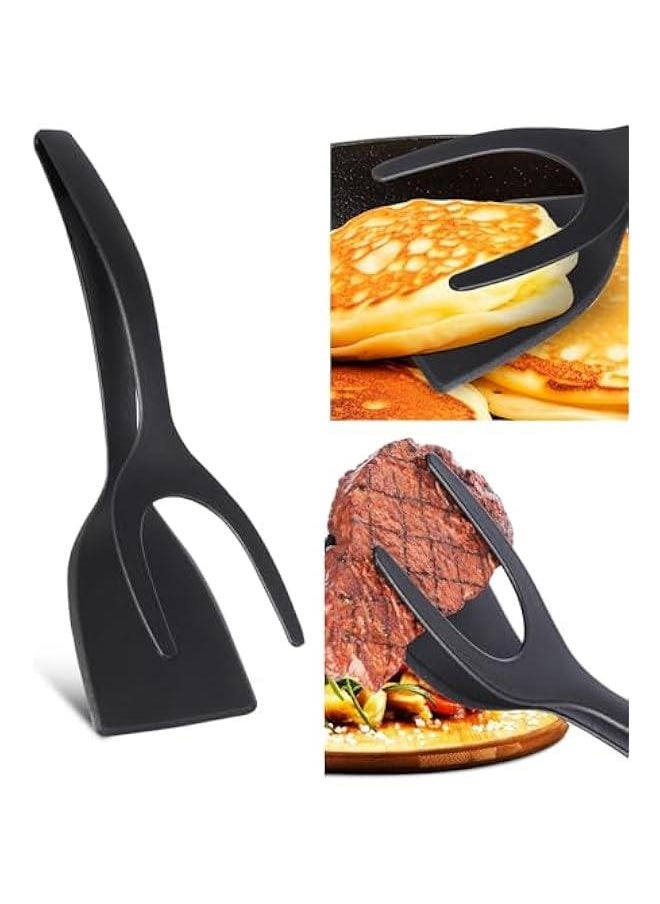 2-in-1 Tongs Spatula, Egg Spatula, Grip and Flip Spatula Tongs Multifunctional Kitchen Cooking Tool Pancakes Fish Omelets Nonstick Cookware Safe