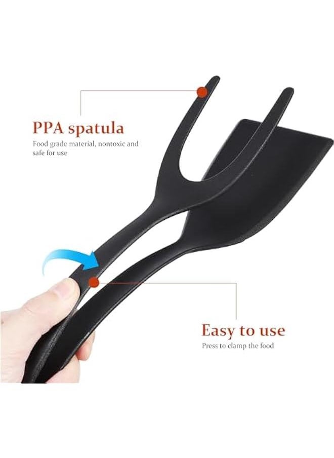 2-in-1 Tongs Spatula, Egg Spatula, Grip and Flip Spatula Tongs Multifunctional Kitchen Cooking Tool Pancakes Fish Omelets Nonstick Cookware Safe