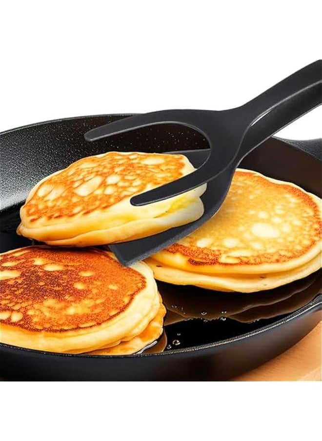 2-in-1 Tongs Spatula, Egg Spatula, Grip and Flip Spatula Tongs Multifunctional Kitchen Cooking Tool Pancakes Fish Omelets Nonstick Cookware Safe