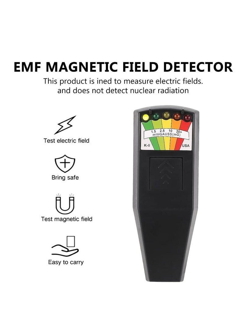 EMF Meter, 5 LED Magnetic Field Detector, K2 Digital Ghost Detecto, Handheld EMF Meter for Office, Home, Ghost Hunting, 50Hz-20,000Hz, Black