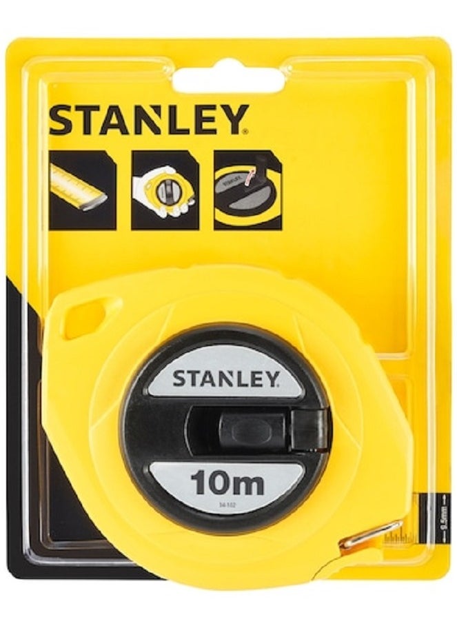 STANLEY 0-34-102 Steel Long Tape Measure 10m with Barbed Hook and ABS Case, Class II Accuracy