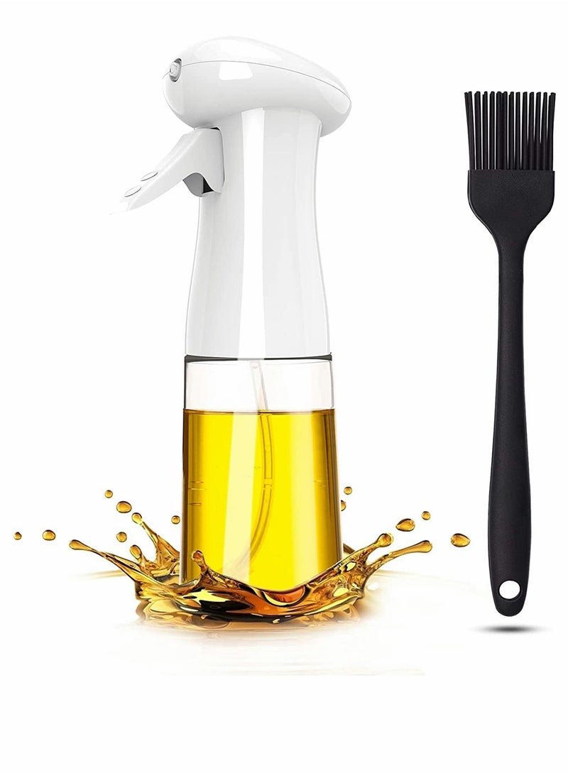 Olive Oil Sprayer Mist, Spray Bottle for Kitchen Cooking Baking BBQ Grilling, 7.1oz Capacity Oil Mister Refillable Easy Control with Brush for Baking, BBQ, Salad, Frying, 2 Pack White