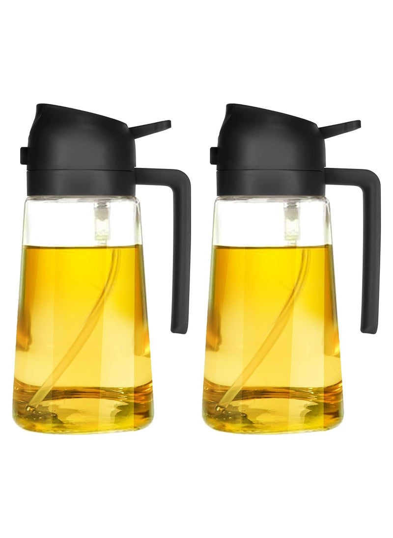 16oz Olive Oil Dispenser Bottle for Kitchen - 2 in 1 Oil Dispenser and Oil Sprayer for Cooking, Air Fryer, Salad, 470ml Olive Oil Sprayer 2 Black