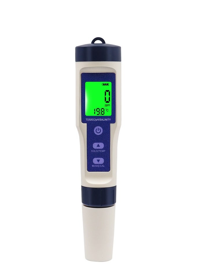 5 In 1 TDS/EC/pH/Salinity/Temperature Meter, Digital Water Quality Monitor Tester, Suitable for Pools, Drinking Water, Aquariums