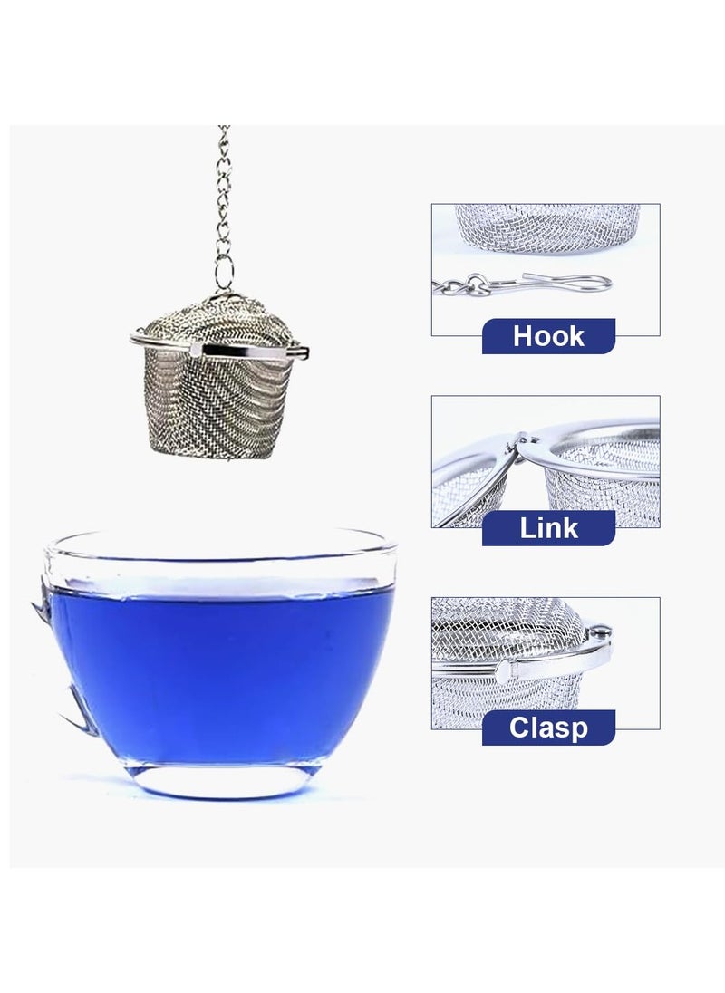BLUE TEA - Bucket Tea Infuser | Easy Clean Stainless Steel Infuser with Chain Hook | Perfect for Loose Leaf Teas, Herbals, Spices | Fine Steeper, Diffuser, Filter | Reusable