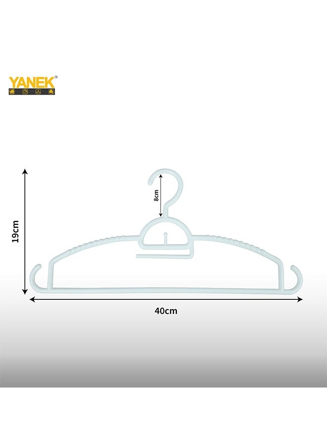 YANEK Plastic Hangers - Set of Slim Heavy Duty Clothes Hangers for Coats, Jackets, and Pants - Everyday Use Clothing Hangers with Hooks - Standard Coat Hanger Set (18 PACK, WHITE)