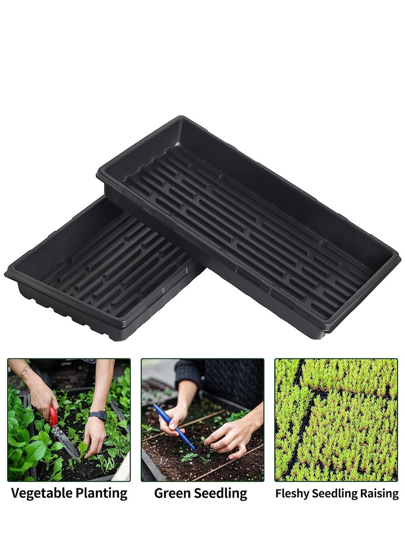 10 Pcs 20×10 Inch Plants Growing Trays - Black Seedlings Plugs Tray No Drain Holes Hydroponic Plastic Container Seed Starter without holes for Microgreens Flowers Sprouts Wheatgrass