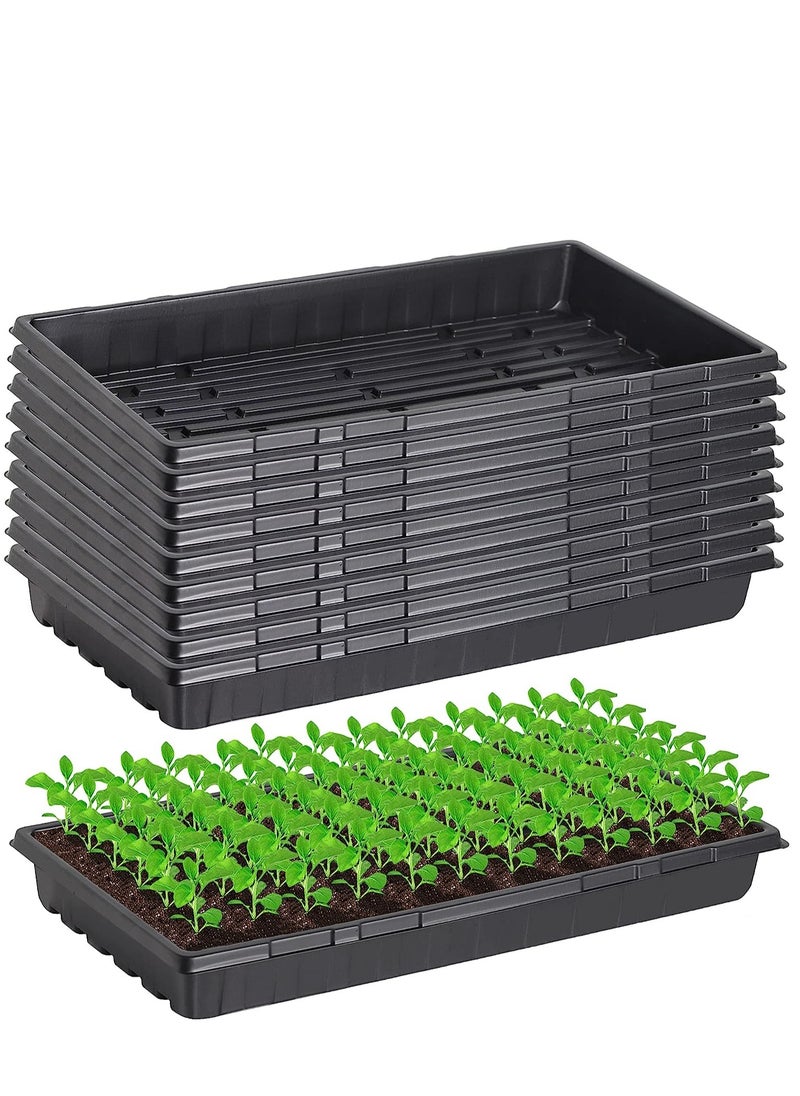 10 Piece 20×10 Inch Plants Growing Trays - Black Seedlings Plugs Tray No Drain Holes Hydroponic Plastic Container Seed Starter Without Holes For Microgreens Flowers Sprouts Wheatgrass