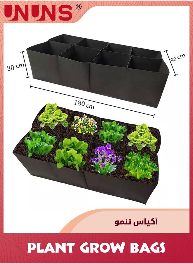 Plant Grow Bags,Fabric Raised Planting Bads,8 Holes Rectangle Grow Bag,Breathable Potato Tomato Planter Pots For Outdoor Vegetables Plant Flowers,180cmx90cmx30cm