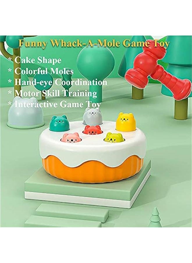 Whack-A-Mole Game, Toy for 3 Years Old & Up, Cake Shape, Lever Principle & No Battereis Required, 2.95 Inch * 5.83 Inch Portable Size