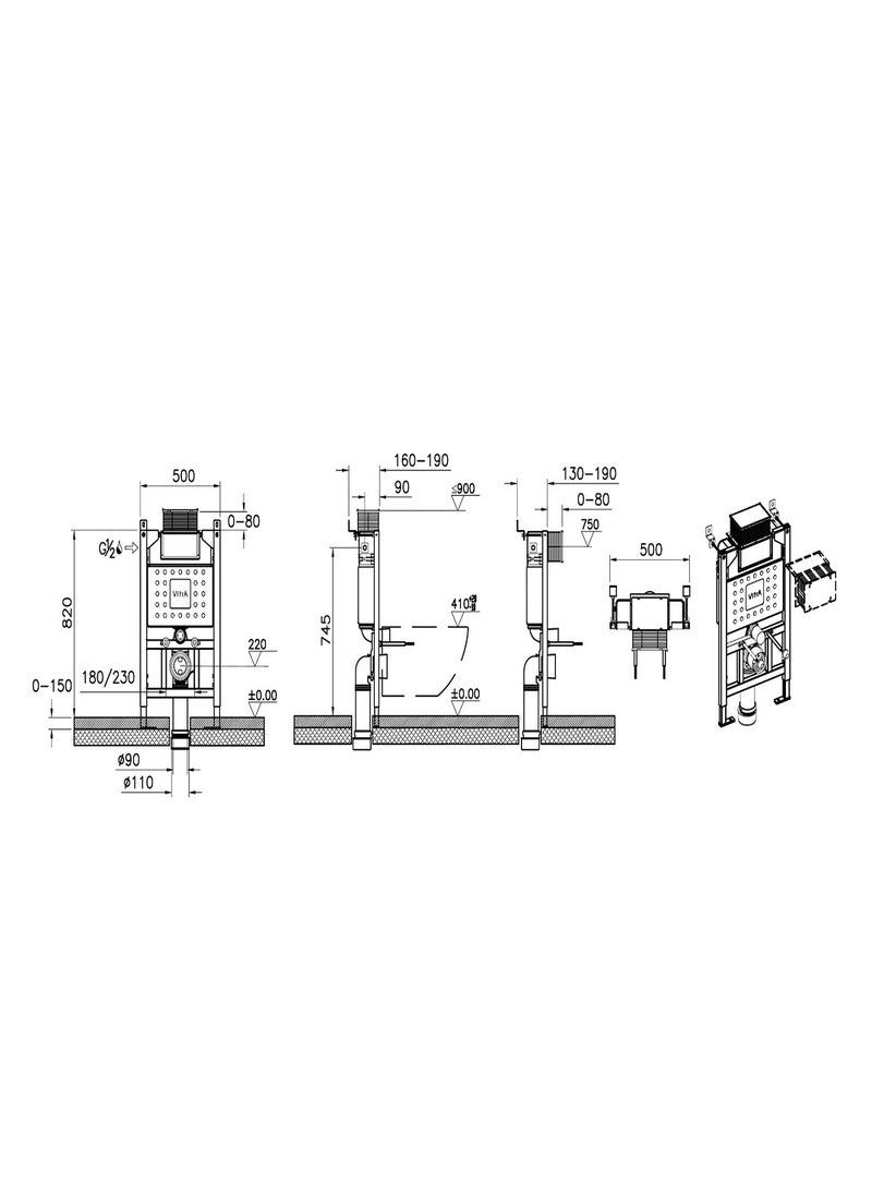 VitrA 82cm (H) Flush Tank for Wall Mounted Toilet