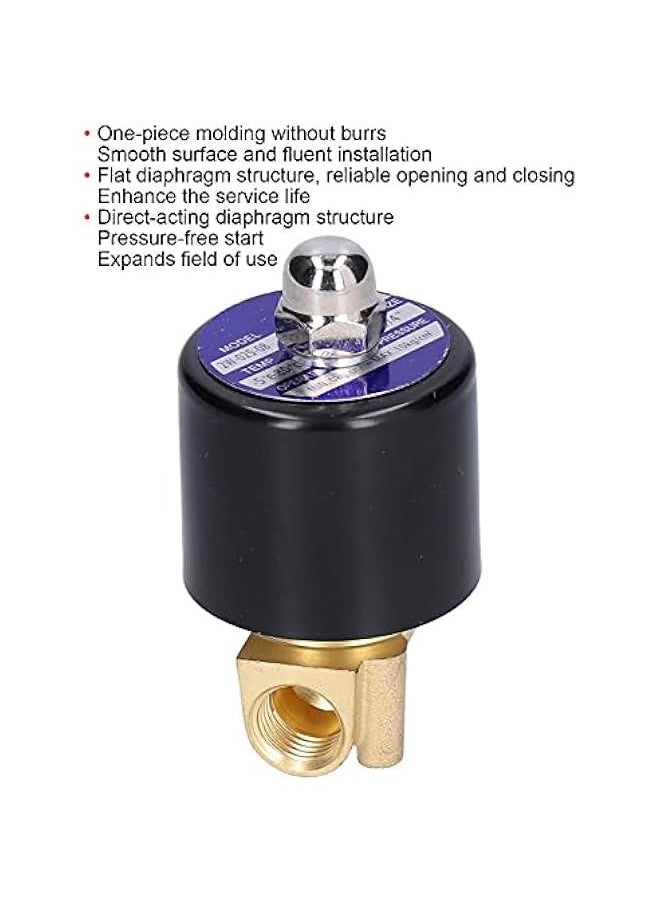 Electric Solenoid Valve, 2W-025-08 Brass Direct Acting Small NC Magnetic Valves for Water for Air for (DC24V)