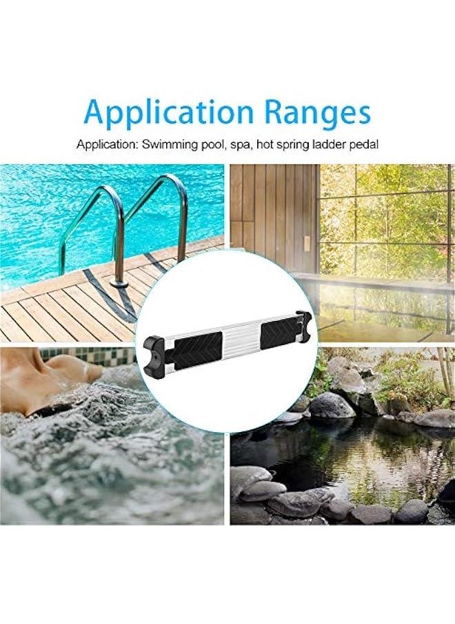 Ladder Pedal, 304 Stainless Steel Thickened Good Bearing Cpacity Swimming Pool Replacement Ladder Rung Steps Swim Stairs Steps Pedal with Non?Slip Rubber Pad for Hot Spring