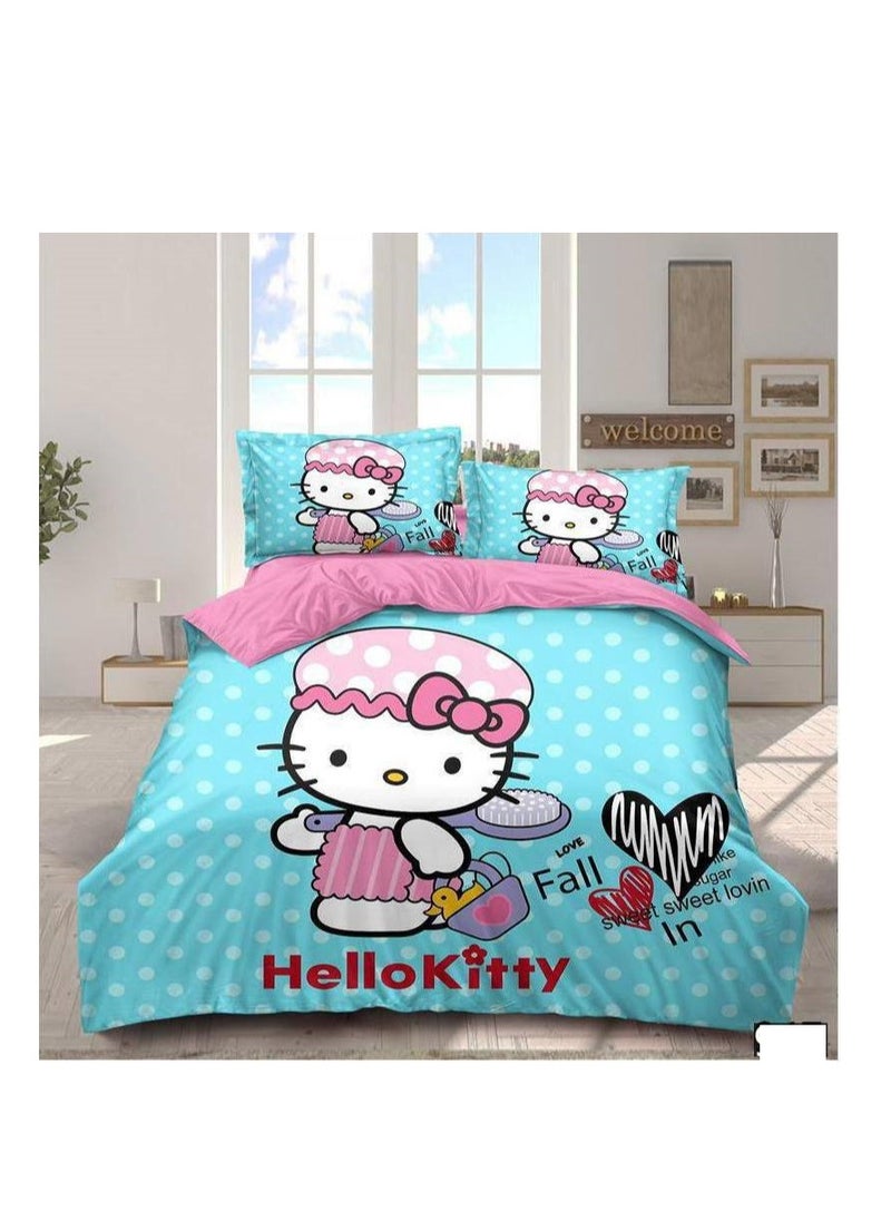 Disney Three-Piece Set Cotton Quilt Single Size Comforter Bedding Set, Anime Cartoon Bed kids Duvet Cover Set