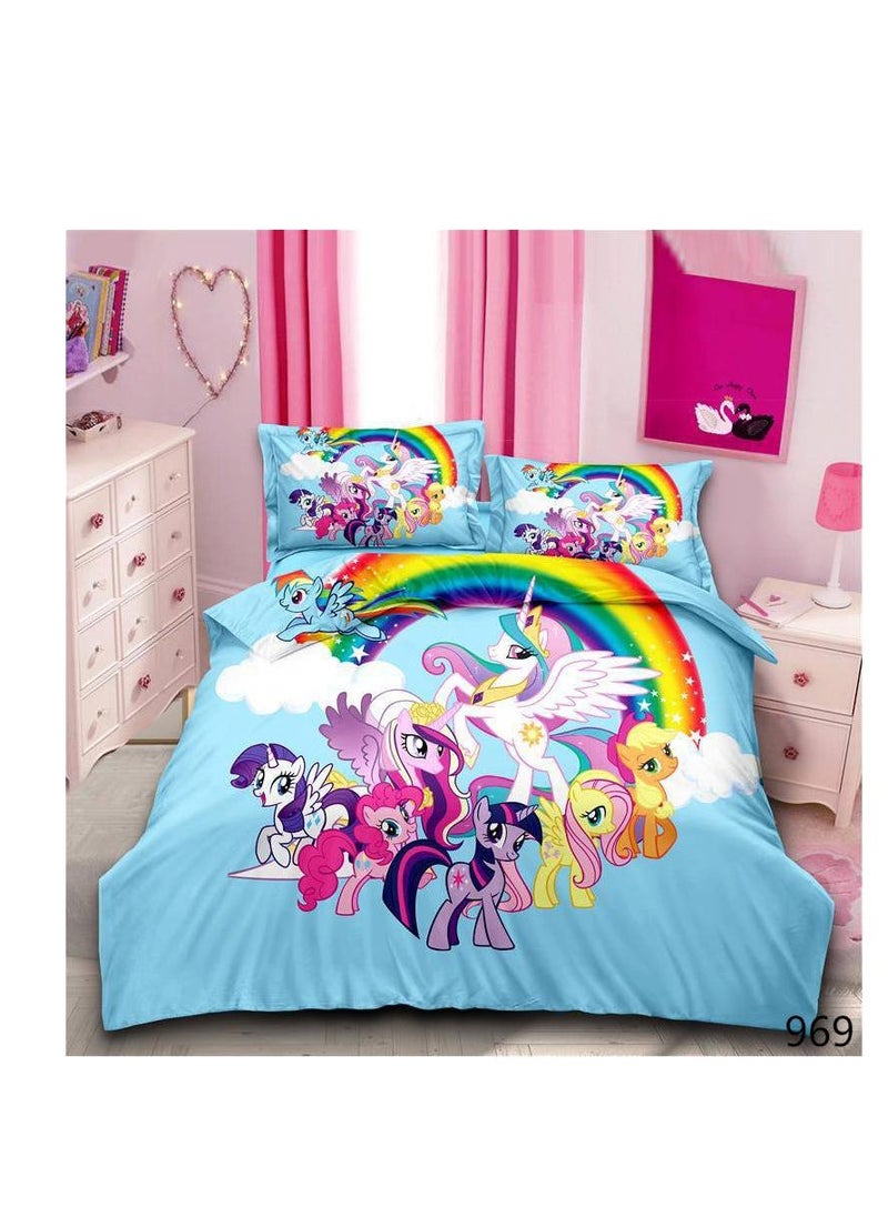 4Pcs Cartoon Comforter Kids Quilt-Single Size,1x Duvet (With filling)
1x Fitted bedsheet
2x Pillowcase Cover