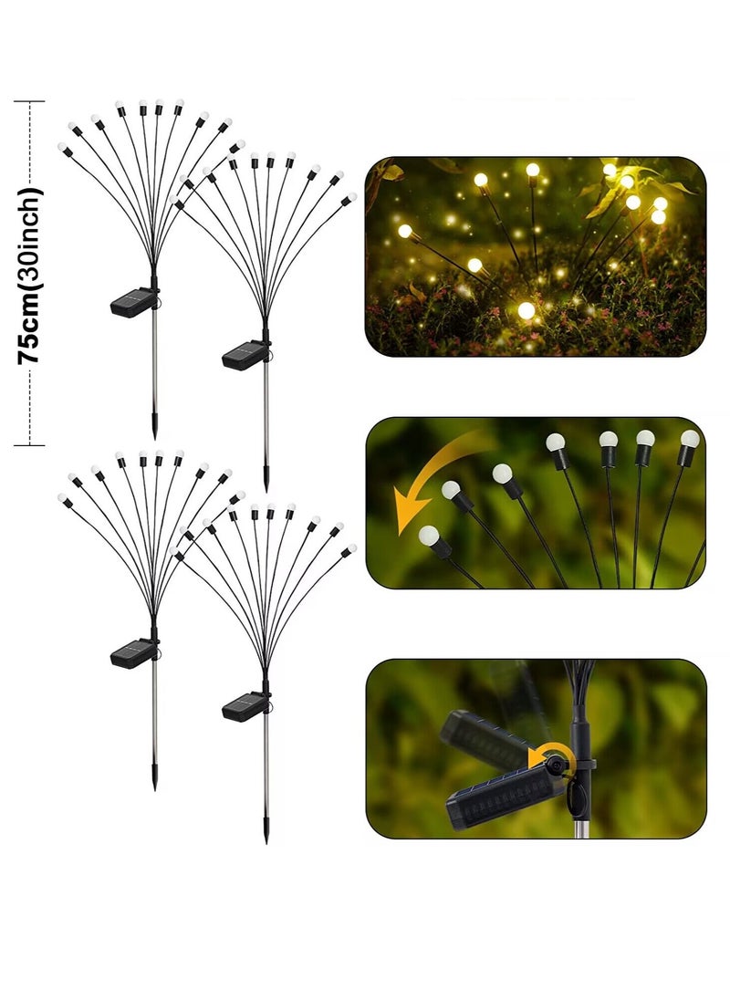 Solar Firefly Lights, 4 Piece Solar Garden Lights 10LED Solar Lights Outdoor Waterproof, Garden Deck Patio Path Landscape Outdoor Decorative Lights