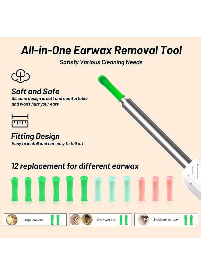 Ear Wax Removal, Wi-Fi Visible Ear Cleaner Kit with 12 Ear Pickers and Storage Case, Ear Wax Removal Tool with 1080 HD Camera and 6 Ear Scoops (White)