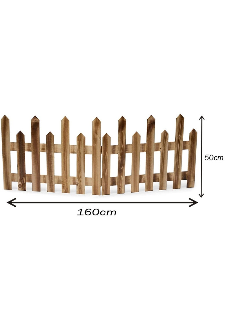 Wooden Interlocking Picket Fence Panels Animal Barrier Brown 160x50cm