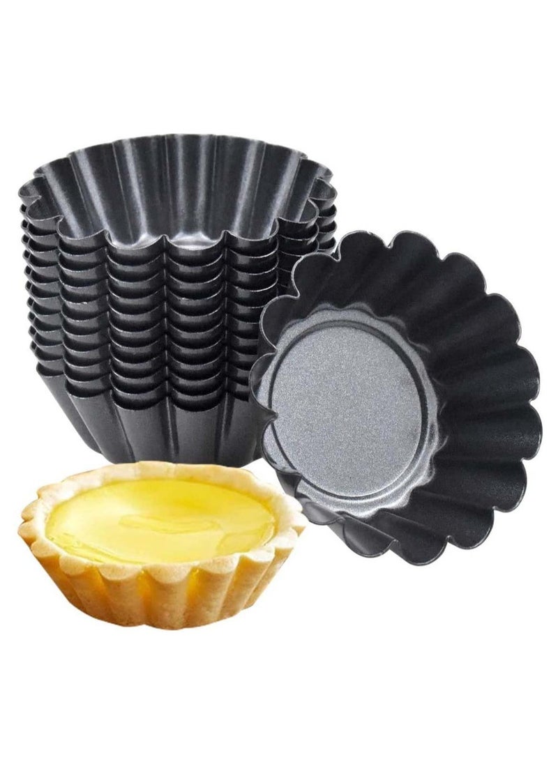 Egg Tart Mold 12 Packs Stainless Cupcake Stand Shells Household Baking Heat-Resistant Aluminum Tray Non-Stick Cup