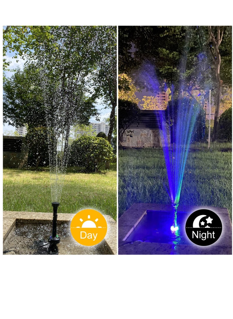 Submersible Pond Fountain Pump with colorful LED Light, 7.2ft Water Pump,Aquarium Pump with 3 Nozzles,Fountains Pump for Small Ponds,Garden, Aquariums, Fish Tanks, Indoor Outdoor Fountain